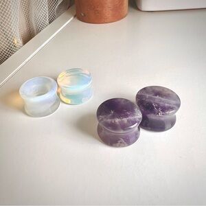 Amethyst and Opalite 16mm 5/8 ear gauge plugs
